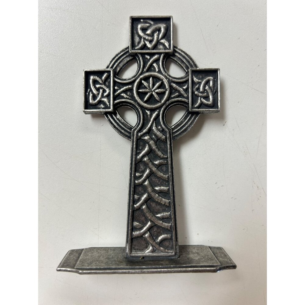 Vintage 2001 Carpentree Cross Pewter Metal Silver Tone Free Standing Figurine